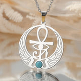Dawapara Ankh Cross Eye of Horus Necklace Key of Life Scarab Pendant Ancient Egyptian Protection Amulet Stainless Steel Jewelry