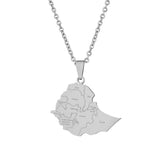 2024 New fashion stainless steel Ethiopia map with city necklace for women and men couples ethnic style accessory collarbone cha