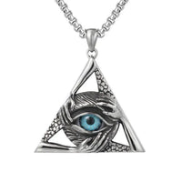 Retro God's Eye Triangular Devil's Eye Pendant Necklace Men's Fashion Hip Hop Trendy Cool Jewelry