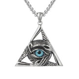Retro God's Eye Triangular Devil's Eye Pendant Necklace Men's Fashion Hip Hop Trendy Cool Jewelry
