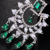Stonefans Fashion Geometric Zircon Forehead Headpiece Indian Head Accessories Elegant Green Water Drop Hair Chain for Women