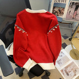 Christma Tree Knit Sweater Pullover Women Fashion Loose Casual Ladies Tops 2023 Winter Long Sleeve O-neck Knitwear Jumpers