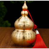 Brass Gourd Feng Shui Ornament with Tassel - Symbol of Good Luck and Wealth Tabletop Storage Brass Gourd Decor