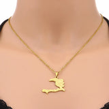 2024 New fashion stainless steel Haiti map pendant necklace for men and women geometric titanium steel pendant ethnic style clav