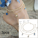 New Fashion Summer Beach Foot Chain Jewelry For Women Exquisite Gold Silver Color Shiny Rhinestones Ankle Bracelets Anklet