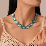 Vintage Ellipse Geometry Necklace Fashion Jewelry Women Trend Delicate Exaggerate Party Gifts Personality Accessories RG202