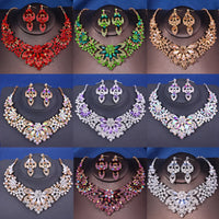 Fashion Crystal Rhinestine Necklace Earring Sets Wedding Hair Accessories For Women Bride
