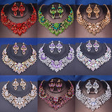 Fashion Crystal Rhinestine Necklace Earring Sets Wedding Hair Accessories For Women Bride