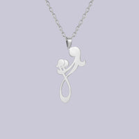 2024 New fashion Mom and Two Kids pendant necklace temperament everything with stainless steel collarbone chain accessories acce