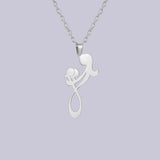 2024 New fashion Mom and Two Kids pendant necklace temperament everything with stainless steel collarbone chain accessories acce