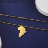 Africa Map Pendant Necklace Africa Map Necklaces for Women Stainless Steel Men Africa Continent Necklace Africa Map Jewelry