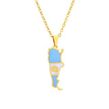 2024 new fashion stainless steel Argentina map and flag pendant necklace temperament everything collarbone chain birthday annive