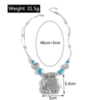 Ethnic Antique Silver Color Moon Choker Necklaces for Women Boho Turquoise Necklace Girls Party Jewelry Gifts