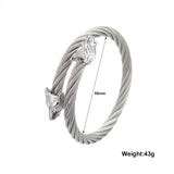 Luxury Leopard Head Cuff Bangles Stainless Steel Adjustable Open Bracelet Men Women Punk Animal Jewelry Accessories Pulsera