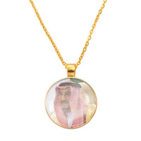 Anniyo Saudi King and Crown Prince Portrait Pendant Necklaces for Women Men Saudi Arabia Jewelry With Glass #D0042