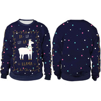 Men Women Llama Ugly Christmas Sweatshirt 3D Funny Print New Year Eve Xmas Sweater Couples Pullover Holiday Party Jumper Tops