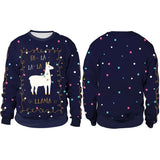 Men Women Llama Ugly Christmas Sweatshirt 3D Funny Print New Year Eve Xmas Sweater Couples Pullover Holiday Party Jumper Tops