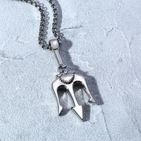 Stainless Steel Trident Pendant Necklace For Men Hip Hop Punk Style Boy Gifts Gold Color 60mm Chain Fahion Jewelry Wholesale