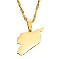 Anniyo 2.5CM Syria Map Necklaces Charms Pendant Necklaces Syrians Jewelry #042921