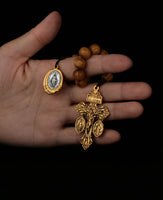 Catholic St Benedict Medal Lady Milagrosa Crucifix Cross One Decade Wooden Beads Pocket Rosary Prayer Rosaries Handmade Gift