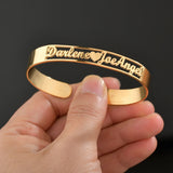 Akizoom Custom Name Heart Bracelets Stainless Steel Personalized letter Cuff Bangles Bracelets for Woman Man Family Jewelry Gift