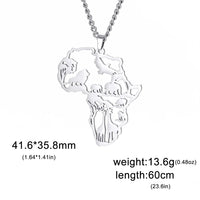 My Shape Africa Map Lion Elephant Monkey Giraffe Pendant Necklaces Men Women Stainless Steel Animal Chain Choker African Jewelry