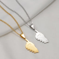 Anniyo Corsica Corse Map With Village Name Pendant Necklaces Stainless Steel France Jewelry #012362