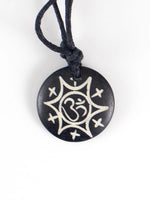 AUM OM Ohm Hindu Buddhist Hinduism Yoga India yak bone Carving Pendant Necklace Amulet Lucky Gift Tribal Fashion Jewelry
