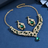 Ladies' fashionable design necklace earrings jewelry set suitable for daily wear, wedding parties, holiday gifts