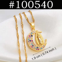 Anniyo Butterfly Mary Guadalupe Cross Butterfly Hamsa Charms Pendand Necklaces Wedding Party African Hawaiian Jewelry @@100040