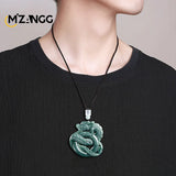 High-grade Natural Jadeite Blue Water Dragon Pendant Beautifully Carved Fashion Men's and Women's Jade Necklace Lucky Charm Gift