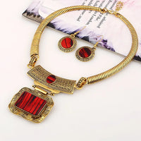 Bohemia Ethnic Vintage Alloy Acrylic Sheet Statement Choker Necklace And Earrings Jewelry Set For Women Party Accessories
