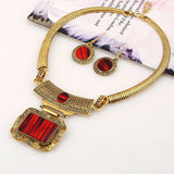 Bohemia Ethnic Vintage Alloy Acrylic Sheet Statement Choker Necklace And Earrings Jewelry Set For Women Party Accessories