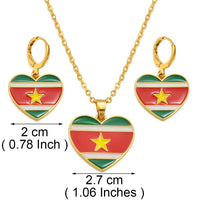Anniyo Surinam Jamaica Australia Flag Heart Pendant Necklaces and Earrings for Women Girls,I Lve My Country,National Day #188216