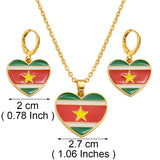 Anniyo Surinam Jamaica Australia Flag Heart Pendant Necklaces and Earrings for Women Girls,I Lve My Country,National Day #188216
