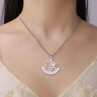 Dreamtimes Hebrew Star of David Necklaces Stainless Steel Hollow Hexagonal Star Necklace Box Chain Magen Jewish Chain Jewelry