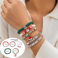 5pcs/set Cute Christmas Series Snowflake Tree Pendant Crystal Bracelet Women CCB Beads Adjustable Thread Rope Bracelet