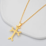 Anniyo Armenians Cross Pendant Necklaces For Women Girls Stainless Steel Armenia Jewelry  #324221