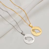 Anniyo 2.5CM Round Antigua and Barbuda Pendant Necklaces Stainless Steel Jewelry for Women Girsl #518262