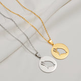 Anniyo 2.5CM Round Antigua and Barbuda Pendant Necklaces Stainless Steel Jewelry for Women Girsl #518262