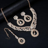 4PCS Women's Metal Jewelry Set Bollywood Jewelry Set Necklace Earrings Set Wedding Party Jewelry