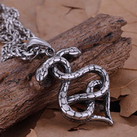 Stainless Steel Vikings Twin Snake Necklace Men's Punk Hip Hop Gold Steel Color Handmade Pendant Animal Serpent Jewelry Gift