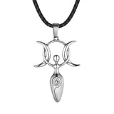 Charm Moon Spiral Goddess Necklace Men Women Wicca Neopagans Stainless Steel Pendant Amulet Fertility Goddess Jewelry Girl Gifts