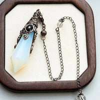 Silver Color 12 Faceted Natural Stone Crystal Pendant Pendulum for Divination 100% Clear Quartz Amethysts Pendulums Pendulo X334