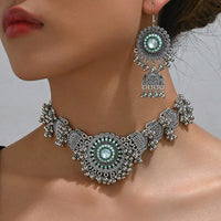 New Vintage Jewelry Sets Metal Beads Tassel Choker Necklace Earrings Set For Women Bijoux Statement Collar Necklaces Set