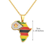 3CM Hip-Hop Africa Map Pendant Necklaces Stainless Steel Jewelry Kenya Mali Senegal Somalia Ghana Sierra Leone Liberia #350221