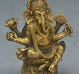 17CM Old Tibet Buddhism Bronze Ganapati Ganesh Lord Ganesha Elephant Buddha Statue