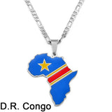 Anniyo 3.8CM Hip-hop South Sudan/Côte d'Ivoire/South Africa Map Flag and Africa Pendant Necklaces for Women Men Jewelry #321321