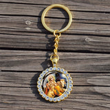 Shiva Nataraja Keychain Buddhist Jewelry Lakshmi Goddess Rhinestone Pendant Hinduism Amulet Keyring Gift
