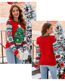 2025 Winter Women Christmas Knit Sweaters Chic Elk Print Jacquard Knitwear Long Sleeve O Neck Pullover Top Soft Warm Jumper Y2k